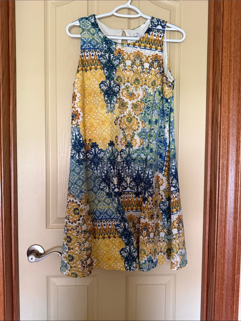 London Times Multicolor Printed A-Line Dress-Skirt - Yellow, Blue & Green
